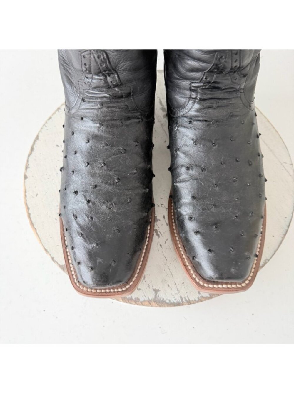 Rod Patrick Cowboy Boots Black Full Quill Ostrich Western Blunt Toe Womens 11 - Picture 7 of 12